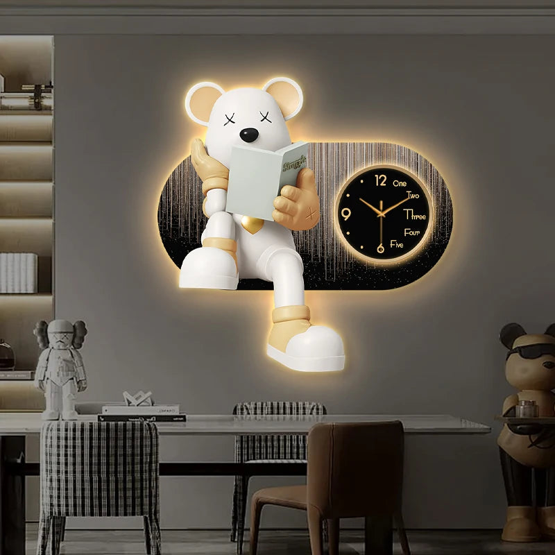 Creative Living Room Decoration Wall Clock Modern Design Cartoon Bear LED Clock Wall Painting Children Room Clock Luminous Mute - ๐๐ฎ ๐๐๐ ๐น๐๐๐๐ ๐ป๐๐๐๐ ๐๐
