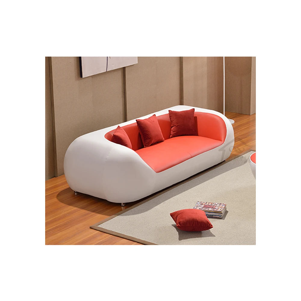 Modern MC THE BLACK DIAMOND Italian genuine leather sofa with stylish curves and top-grade cow leather for a contemporary living room.