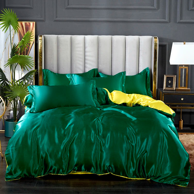 Silky satin duvet cover set with three pieces by 𝕄𝕔 𝕋𝕙𝕖 𝔹𝕝𝕒𝕔𝕜 𝔻𝕚𝕒𝕞𝕠�