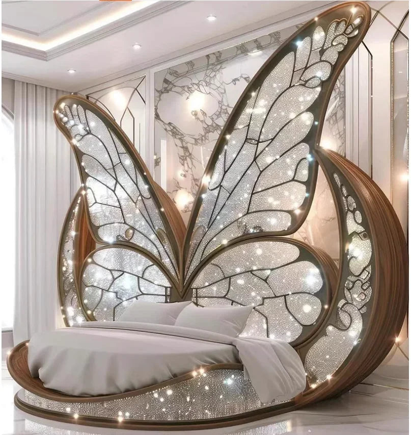 Princess Butterfly Bed Villa Solid wood 2m bed 15 high French luxury bed bedroom custom - https://mohammadcollection.com