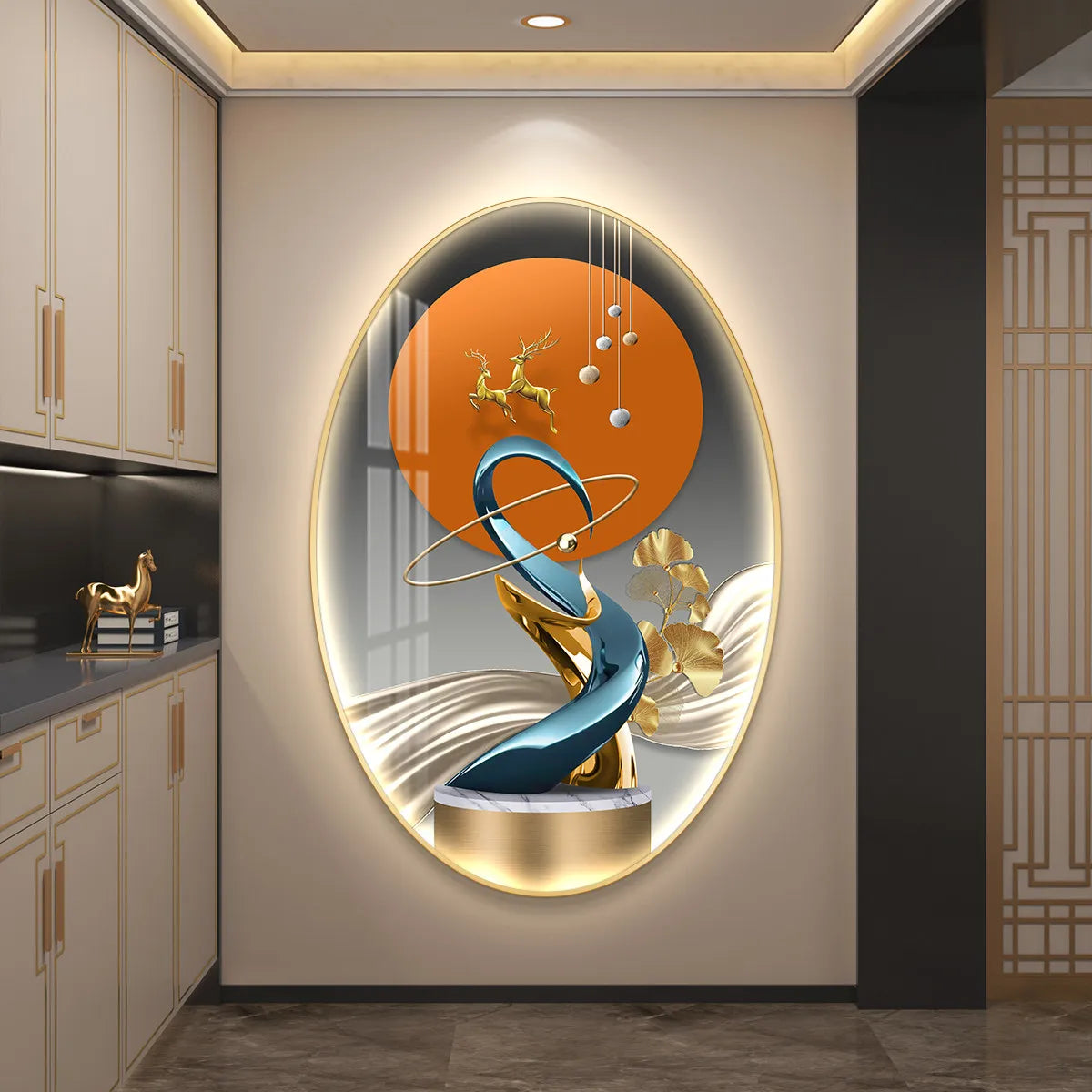 Light Luxury Wall Art Nine Fish Picture Entrance Wall Decor Aesthetic High End Living Room Corridor Luminous LED Light Painting - ๐๐ฎ ๐๐๐ ๐น๐๐๐๐ ๐ป๐๐๐๐ ๐๐