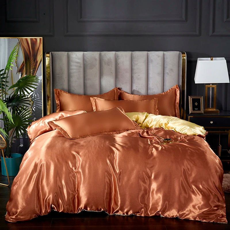 Three-piece silky satin duvet cover set from 𝕄𝕔 𝕋𝕙𝕖 𝔹𝕝𝕒𝕔𝕜 𝔻𝕚𝕒𝕞𝕠𝕟