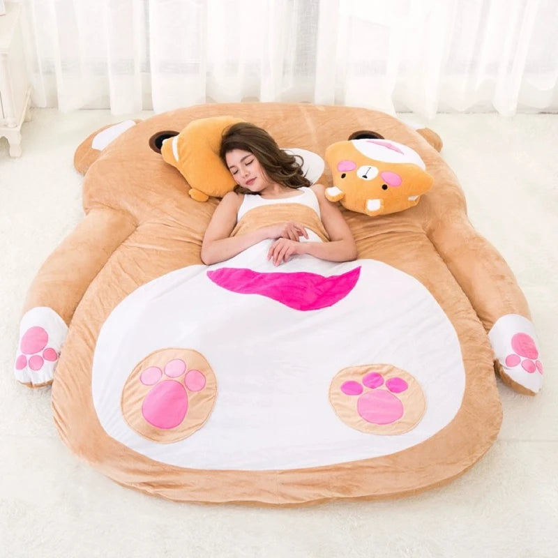 Cartoon-themed MC THE BLACK DIAMOND adult sofa bed in futon style, designed for lounging and relaxing.