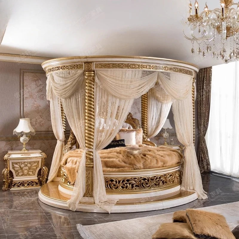 Elegant four poster European luxury round bed by ๐๐ ๐๐๐ ๐น๐๐๐๐ ๐ป๐๐๐๐ ๐