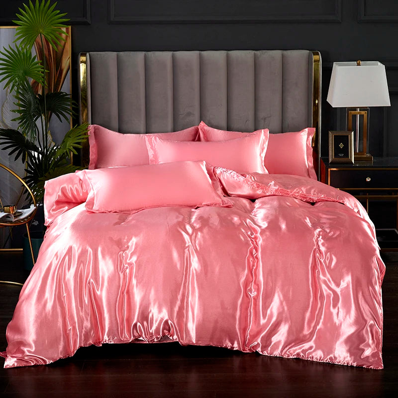 Silky satin duvet cover set in a 3-piece bed sheet set by 𝕄𝕔 𝕋𝕙𝕖 𝔹𝕝𝕒𝕔𝕜 𝔻𝕚𝕒�