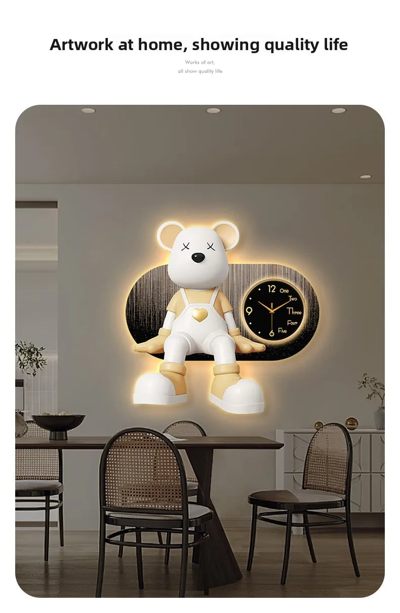 Creative Living Room Decoration Wall Clock Modern Design Cartoon Bear LED Clock Wall Painting Children Room Clock Luminous Mute - ๐๐ฎ ๐๐๐ ๐น๐๐๐๐ ๐ป๐๐๐๐ ๐๐