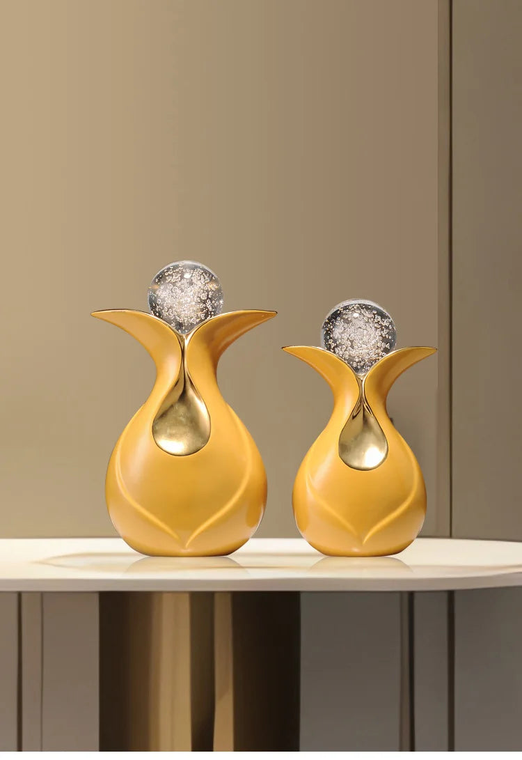 Modern Art Ceramic Ornaments Crystal Ball Feng Shui Home Decor Living Room Wine Cabinet TV Cabinet Office Decorative Figurines - 𝕄𝕮 𝕋𝕙𝕖 𝔹𝕝𝕒𝕔𝕜 𝔻𝕚𝕒𝕞𝕠𝕟𝕕