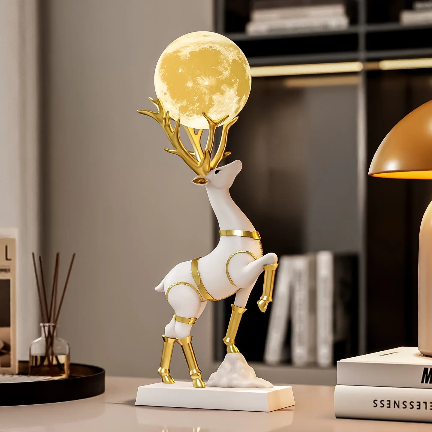 Nordic Luxury Decor Lucky Deer Figurine Living Room Office Desk Decoration Bedroom Night Light Modern Home Art Accessories Gifts - 𝕄𝕮 𝕋𝕙𝕖 𝔹𝕝𝕒𝕔𝕜 𝔻𝕚𝕒𝕞𝕠𝕟𝕕