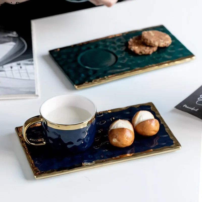 Ceramic coffee cup and matching breakfast plate set by 𝕄𝕔 𝕋𝕙𝕖 𝔹𝕝𝕒𝕔𝕜 𝔻𝕚𝕒𝕞𝕠�