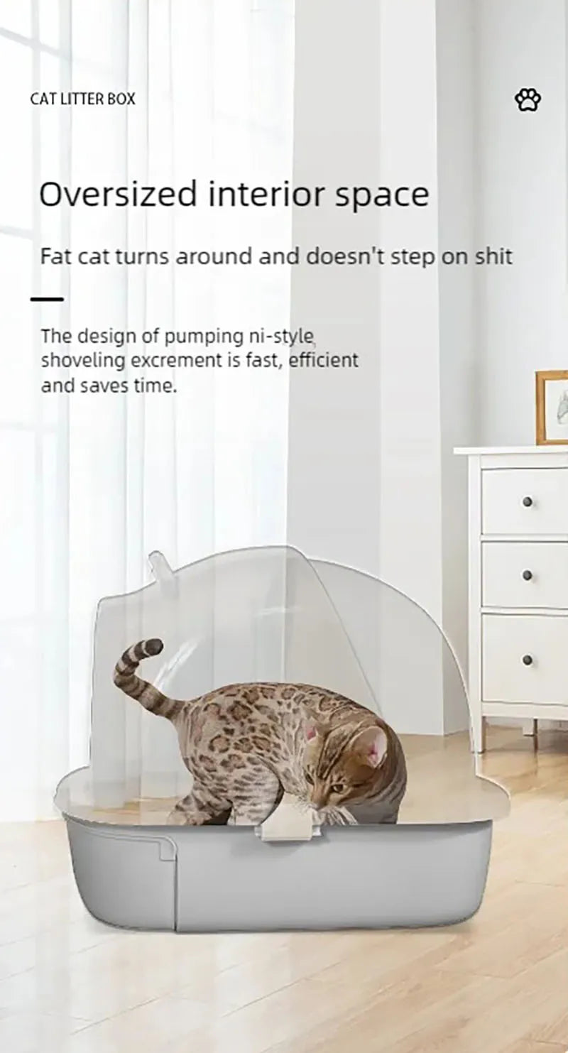Extra-large MC The Black Diamond semi-enclosed cat litter box with a drawer-style design, providing a private space for cats.