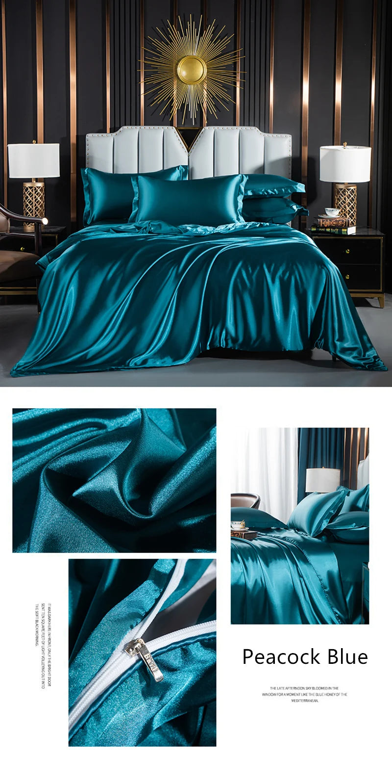 Luxurious solid silk bedding set with duvet cover, sheets, and pillowcases from ๐๐ ๐๐๐ ๐น๐๐๐๐ ๐ป๐๐๏ฟฝ