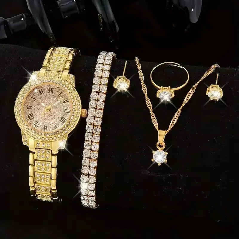 Six womenโs luxury alloy watches by MC The Black Diamonds, elegant jewelry with sleek designs and sparkling details.