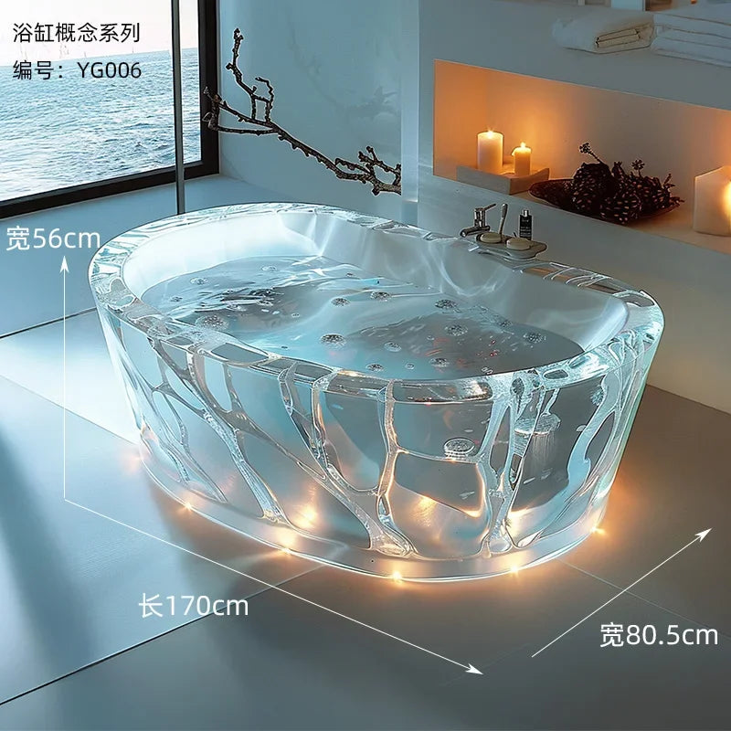 Y Transparent bathtub AI concept couple freestanding crystal corrugated resin bathtub - https://mohammadcollection.com