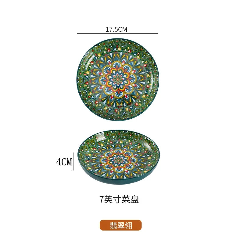 Bohemia ceramic rice bowl serving plate with intricate black diamond pattern, crafted by 𝕄𝕔 𝕋𝕙𝕖 𝔹𝕝𝕒𝕔𝕜 𝔻𝕚𝕒�