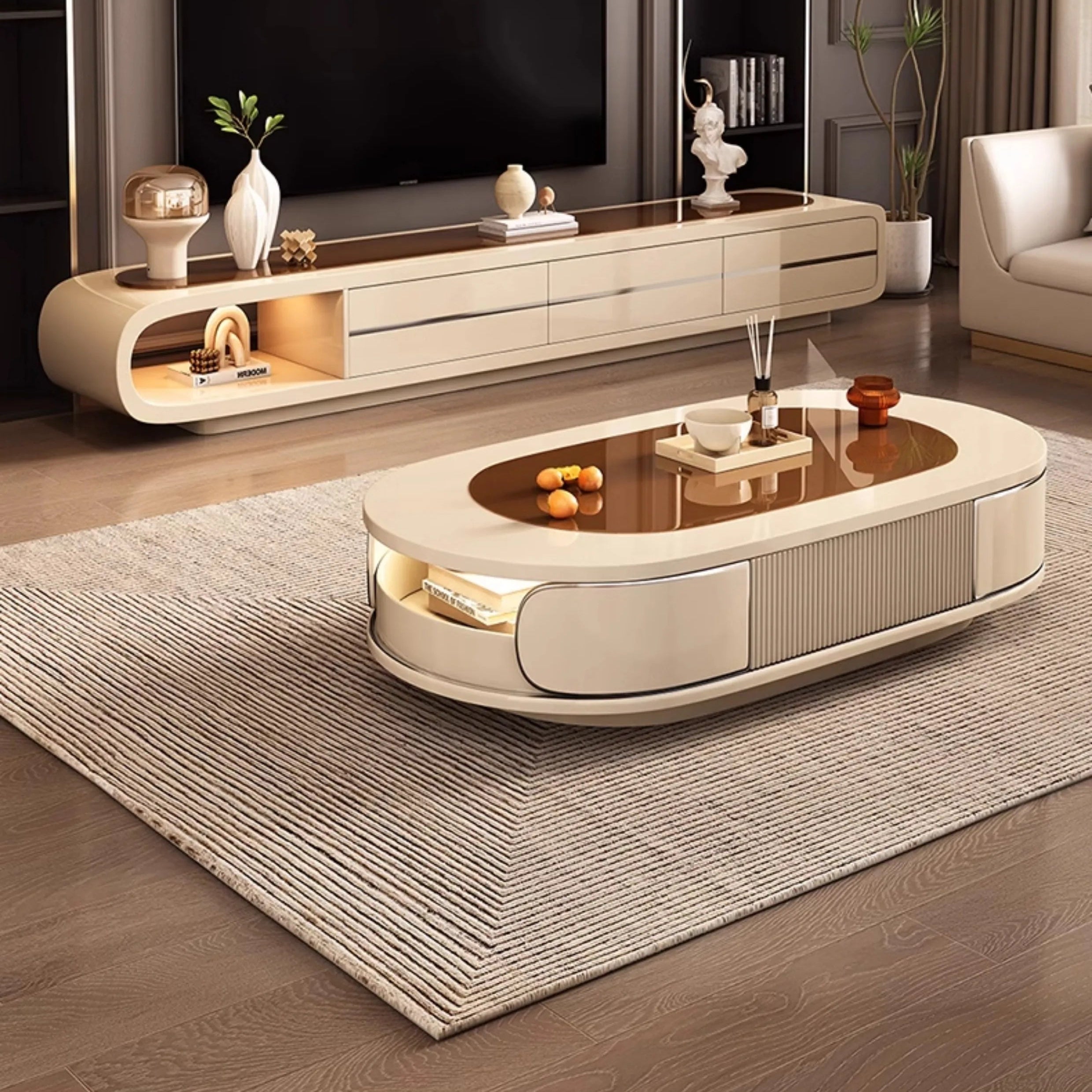 Storage Aesthetic Coffee Table Minimalist Nordic Luxury Design