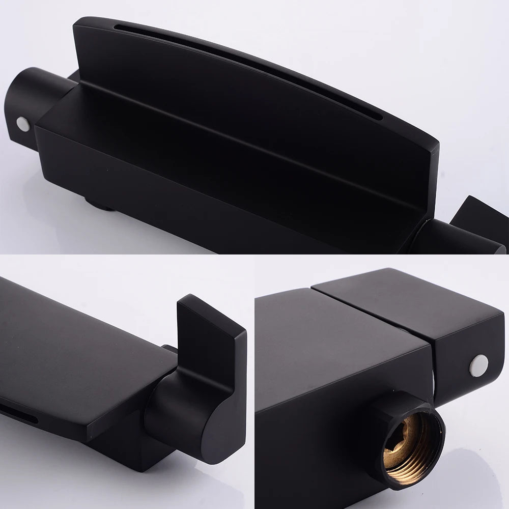 Black bathroom waterfall bath faucet by 𝕄𝕔 𝕋𝕙𝕖 𝔹𝕝𝕒𝕔𝕜 𝔻𝕚𝕒𝕞𝕠𝕟�
