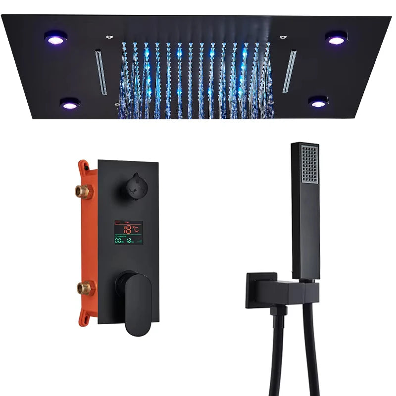 Black thermostatic bathroom shower faucet set by šš ššš š¹šššš š»šššš š