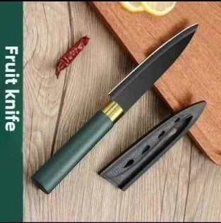 Portable Mc The Black Diamonds kitchen knife set with durable, wear-resistant slicing and meat cutting knives for home kitchen use.