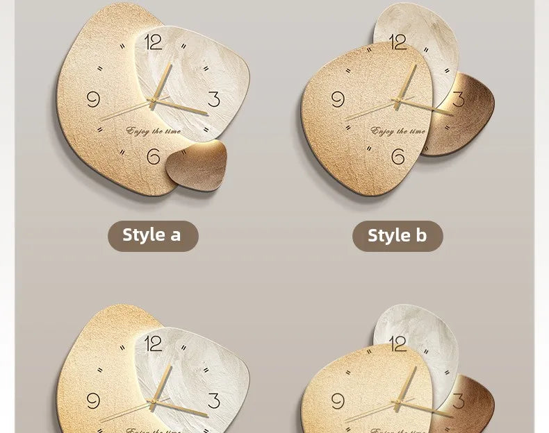 Modern MC THE BLACK DIAMOND wall clock with silent movement, stone design, suitable for living room or dining room wall decor.