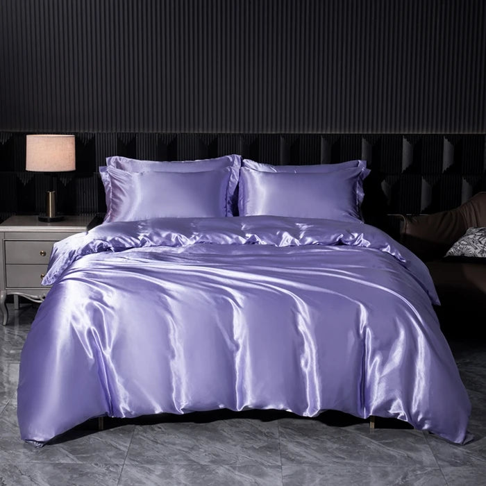 Solid silk bedsheet set with duvet cover and pillowcases from ๐๐ ๐๐๐ ๐น๐๐๐๐ ๐ป๐๐๐๏ฟฝ