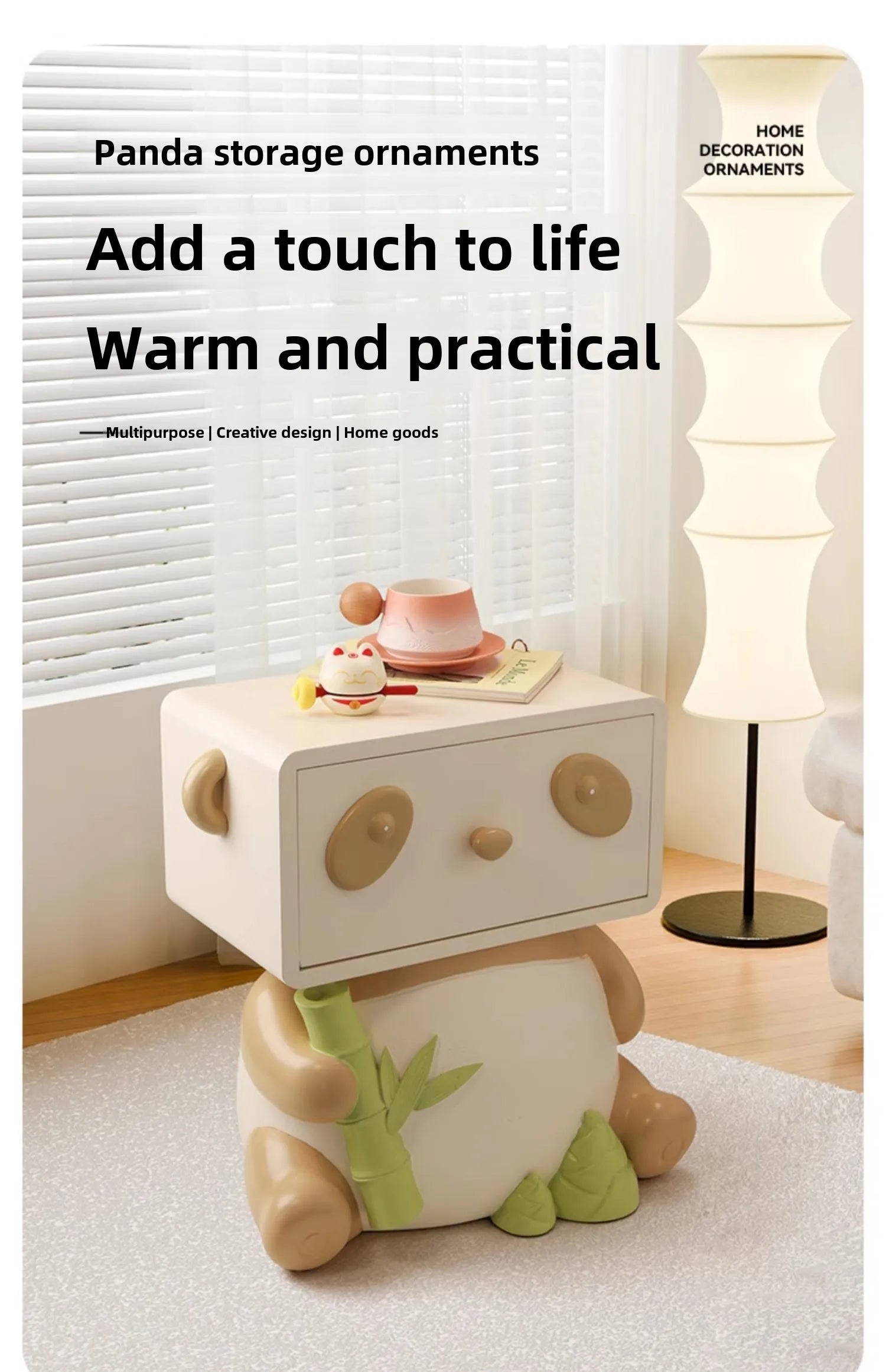 Cute Panda Bedside Table, Creative Floor Storage Ornament, Living Room, Bedroom, Sofa, Side Cabinet, Home Decoration, Furniture - ๐๐ฎ ๐๐๐ ๐น๐๐๐๐ ๐ป๐๐๐๐ ๐๐