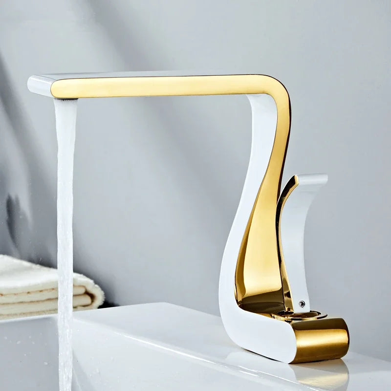 Luxury White Gold Bathroom Mixer Tap Brass Wash Basin Faucet Hot and Cold Water Sink Retro Faucet Single Hole Faucet Bathroom - https://mohammadcollection.com