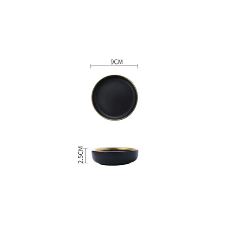 Black and white matte porcelain dinner plate from MC THE BLACK DIAMOND, stylish kitchen tableware with a sleek design