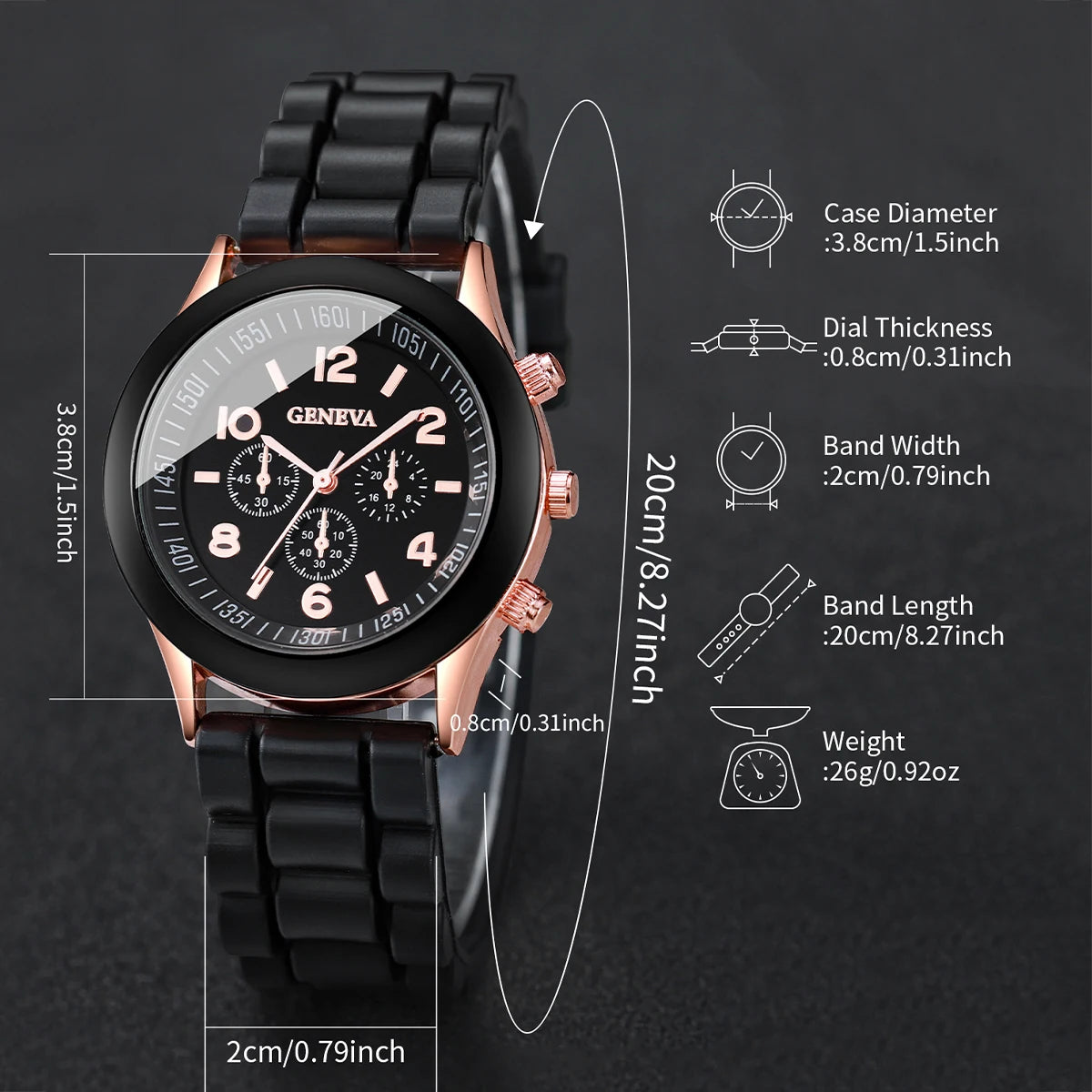 Set of 4 couple watches from MC The Black Diamonds with Arabic-style designs, displayed on a jewelry display.