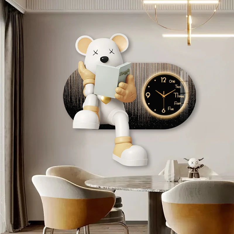 Creative Living Room Decoration Wall Clock Modern Design Cartoon Bear LED Clock Wall Painting Children Room Clock Luminous Mute - ๐๐ฎ ๐๐๐ ๐น๐๐๐๐ ๐ป๐๐๐๐ ๐๐