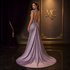 Elegant MC THE BLACK DIAMOND mother of the bride dress with slim lace, high collar, cap sleeves, and floor-length back-out design.