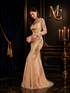 Elegant MC THE BLACK DIAMOND mermaid evening dress with long sleeves, sequins, tulle, ideal for formal parties and proms.