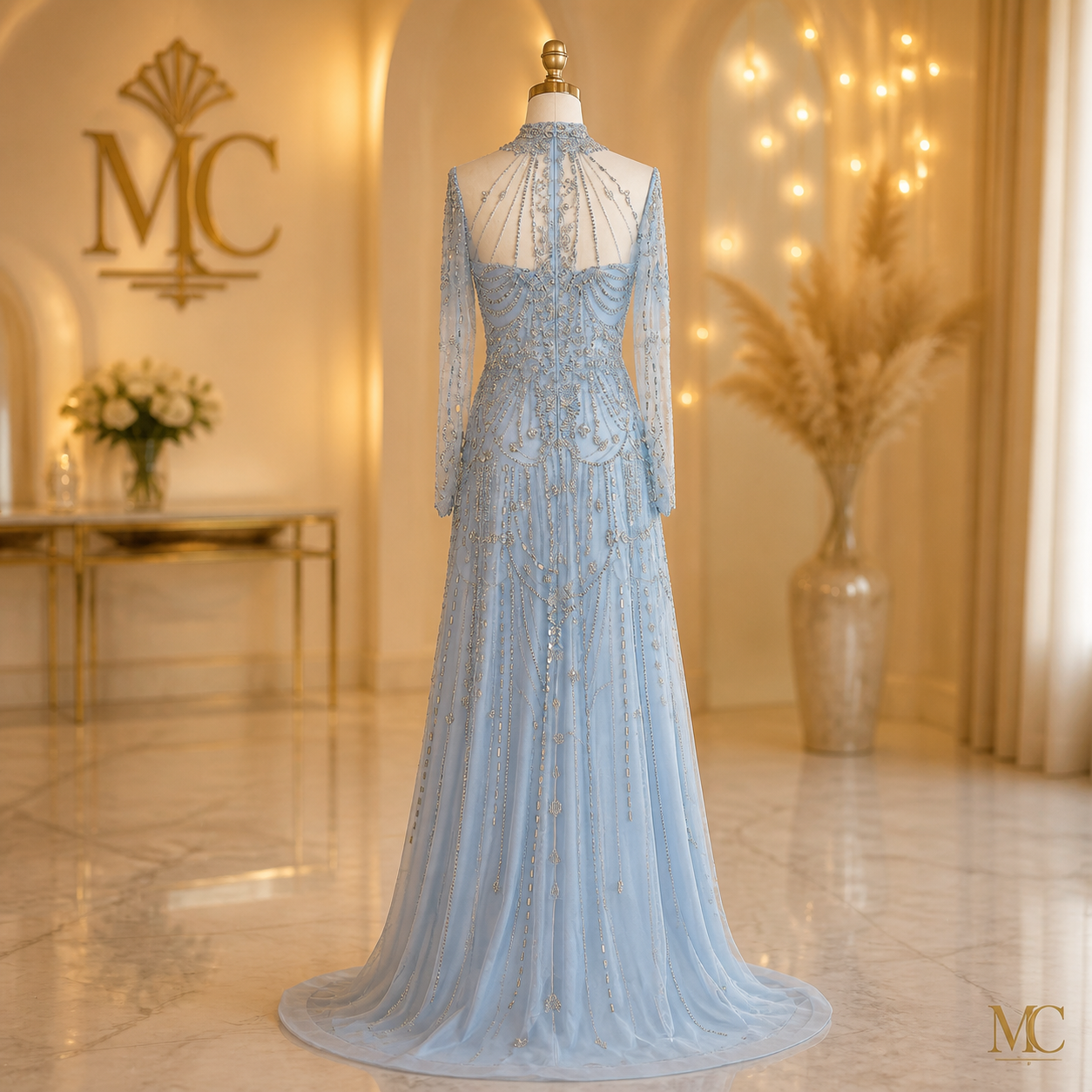 Long Sleeves High Neck Dubai Luxury Evening Dress for Women Wedding Party Arabic Formal Gowns SS587 Customized