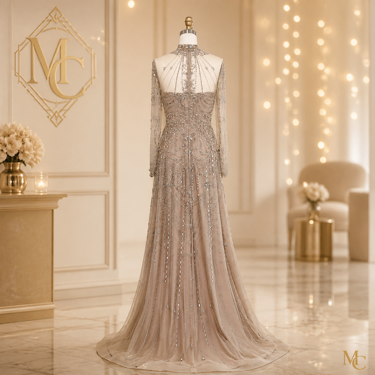 Long Sleeves High Neck Dubai Luxury Evening Dress for Women Wedding Party Arabic Formal Gowns SS587 Customized