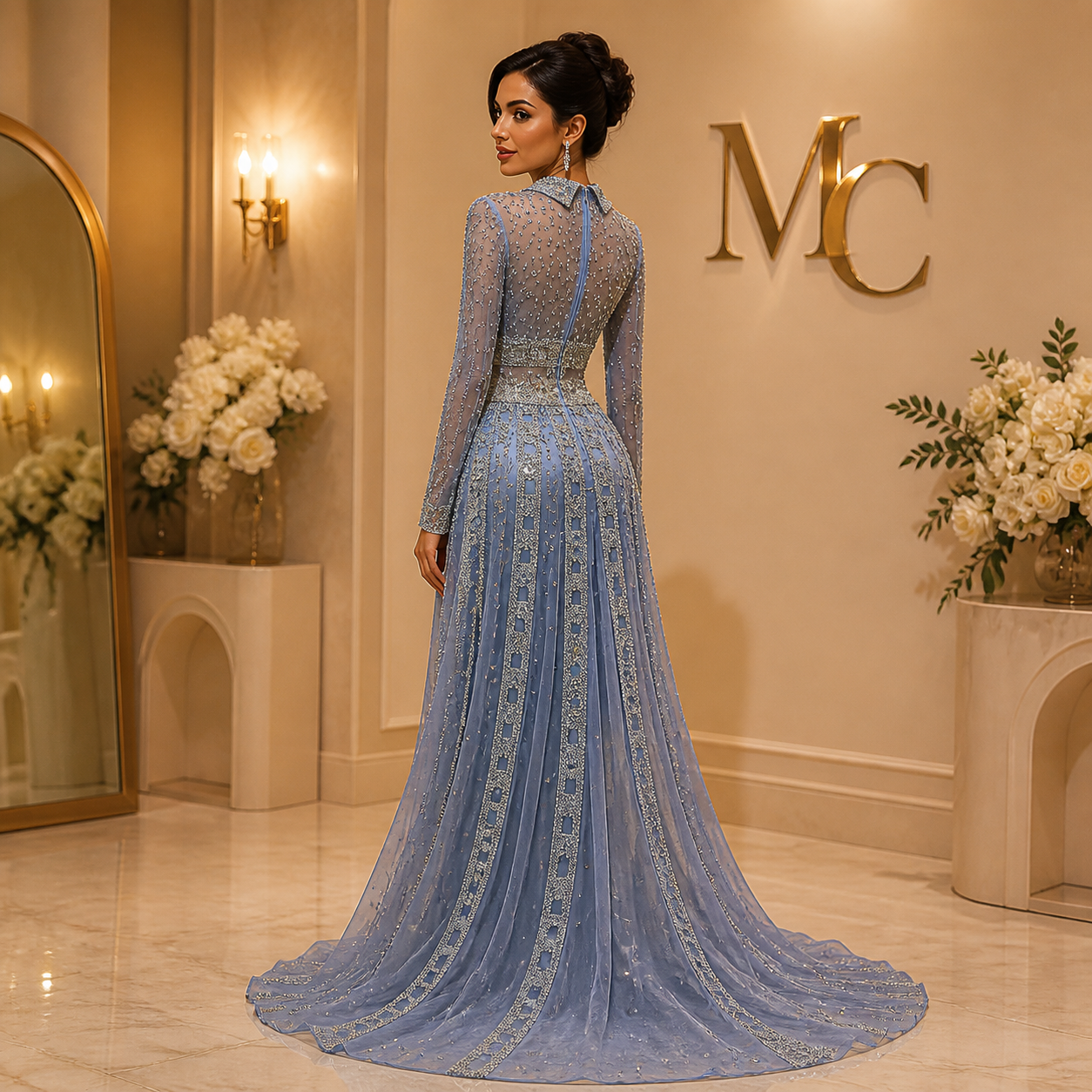 MC Long Sleeve Formal Evening Dresses