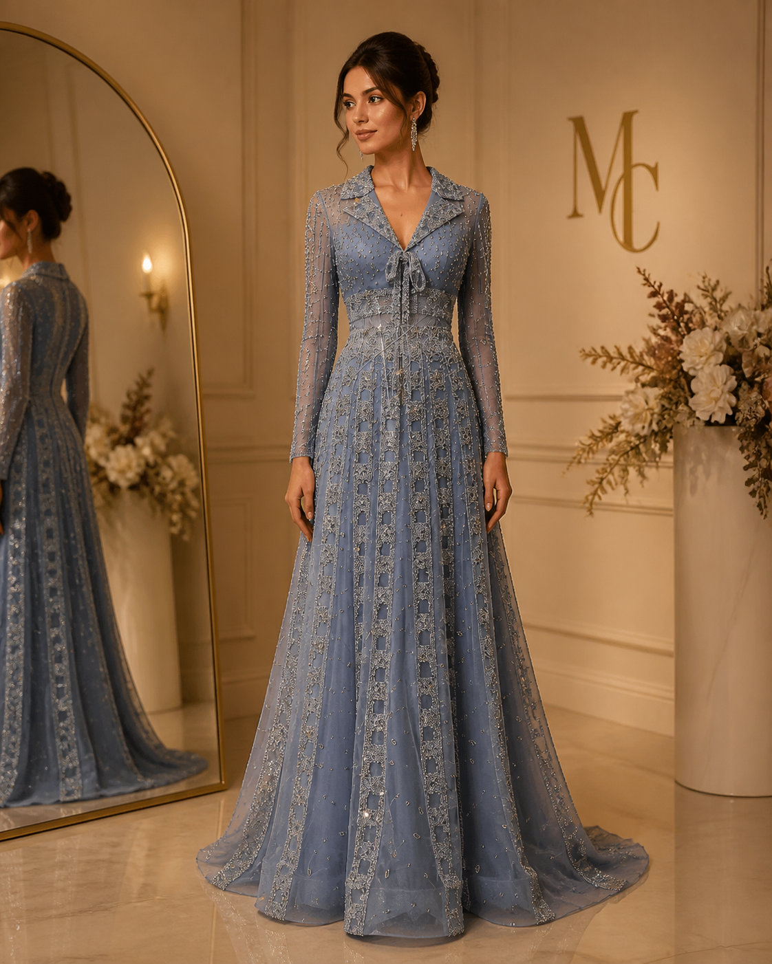 MC Long Sleeve Formal Evening Dresses