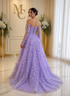 MC Elegant 3D Flowers Dubai evening dress by MC THE BLACK DIAMOND featuring lilac color, long sleeves, and an overskirt for wedding or party.