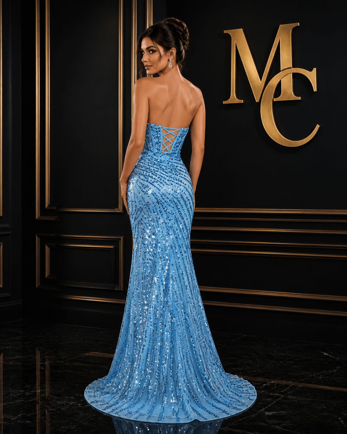 Elegant MC THE BLACK DIAMOND women's wedding and prom dress, featuring a flowing design and intricate details for special occasions.