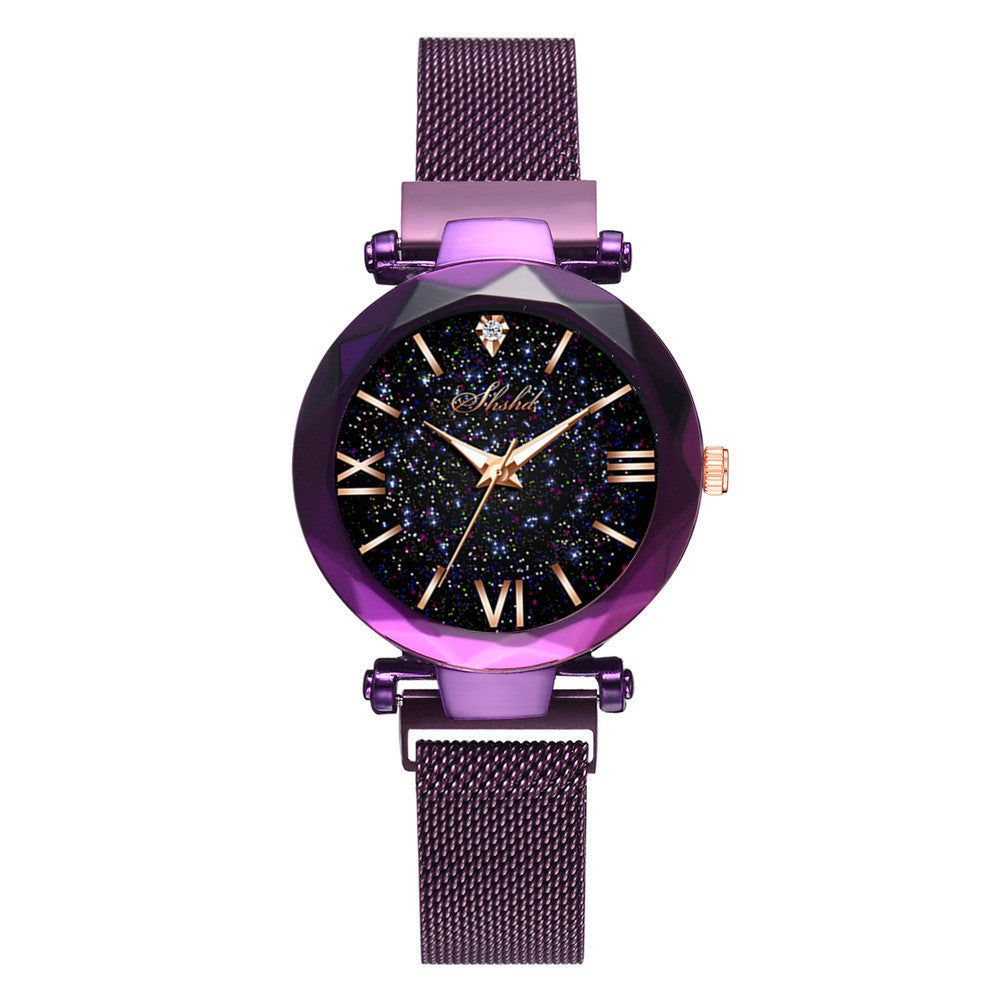 Starry Quartz Watch with Lazy Magnet Strap by Mohammad Collection, featuring a sleek slip-on shoe design and starry quartz details.