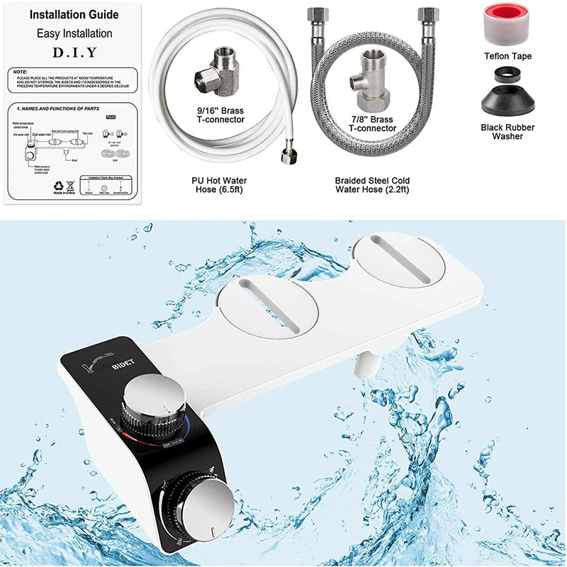 Bathroom accessories bidet sprayer from MC The Black Diamond with a sleek silver nozzle and ergonomic handle.