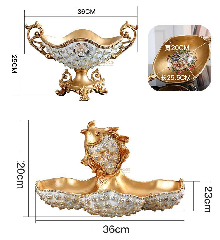European Resin Diamond Fruit Plate by MC THE BLACK DIAMOND, decorative resin bowl with dried fruit and candy, perfect for home decor.
