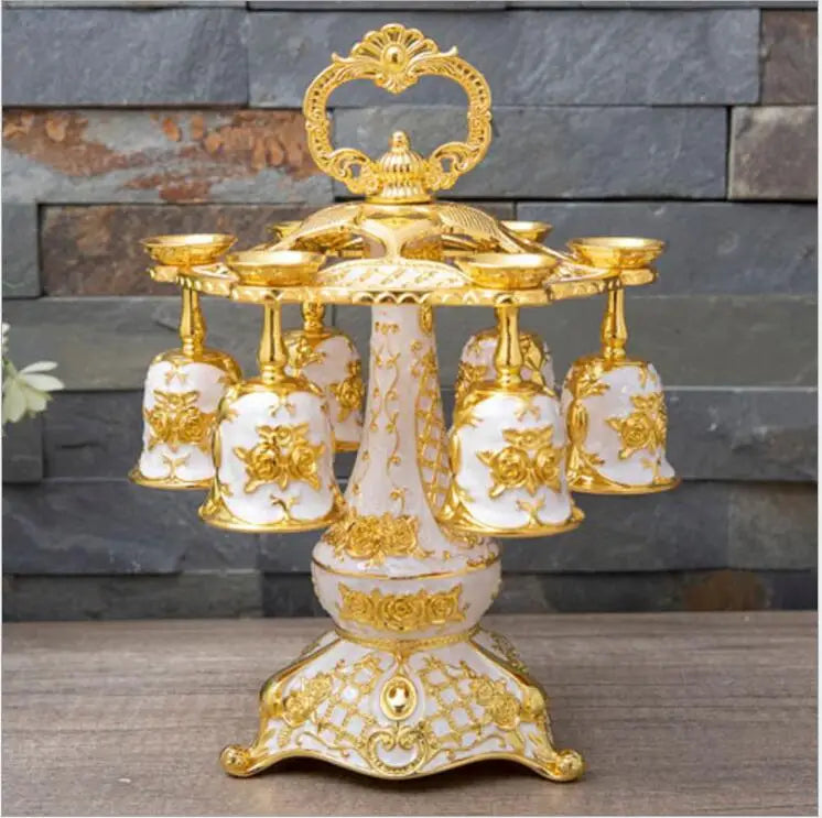 Set of six Europe metal decorative whisky cups in gold and silver, ideal for vodka or whisky, by 𝕄𝕔 𝕋𝕙𝕖 𝔹𝕝𝕒𝕔𝕜 𝔻𝕚