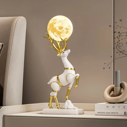 Nordic Luxury Decor Lucky Deer Figurine Living Room Office Desk Decoration Bedroom Night Light Modern Home Art Accessories Gifts - 𝕄𝕮 𝕋𝕙𝕖 𝔹𝕝𝕒𝕔𝕜 𝔻𝕚𝕒𝕞𝕠𝕟𝕕