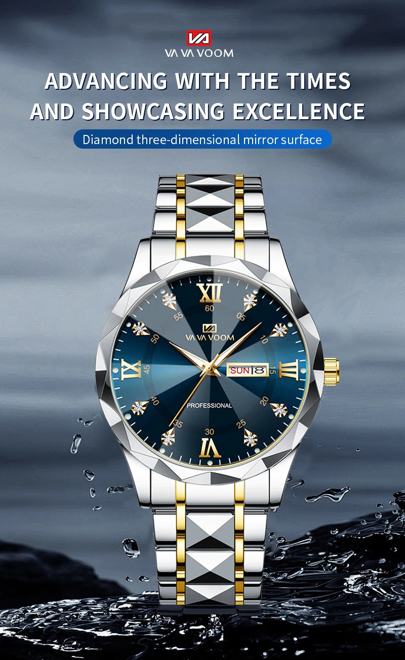 Men's luxury 41mm blue and gold stainless steel watch by 𝕄𝕔 𝕋𝕙𝕖 𝔹𝕝𝕒𝕔𝕜 𝔻𝕚𝕒𝕞�