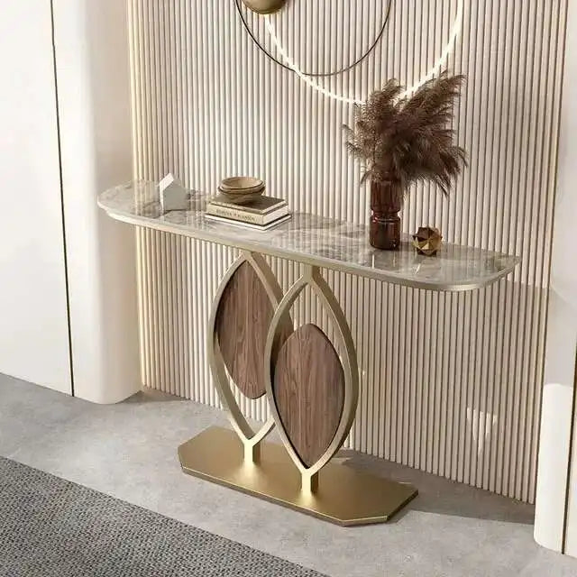 Luxury Slate Creative Console Tables Hallway Entrance Table for Italian Living Room Furniture Wall Semi-circular Porch Cabinet L - https://mohammadcollection.com