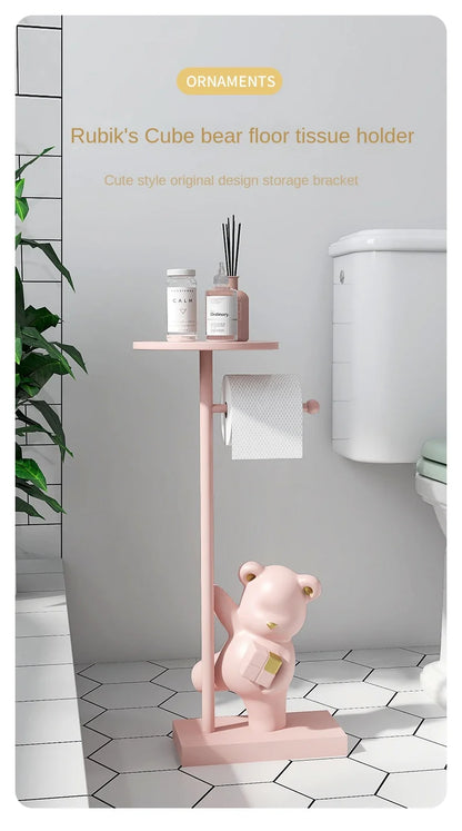 Nordic simple household decoration Bear figurine toilet roll paper rack floor decoration storage rack beside bathroom toilet - 𝕄𝕮 𝕋𝕙𝕖 𝔹𝕝𝕒𝕔𝕜 𝔻𝕚𝕒𝕞𝕠𝕟𝕕