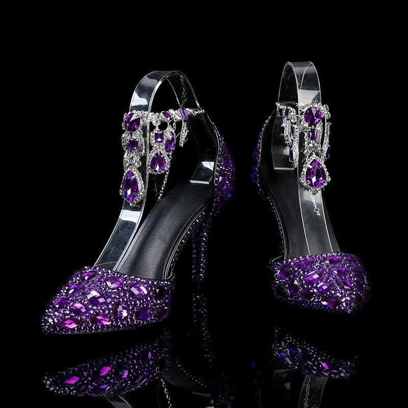 Bling Luxury Handmade Full Rhinestones Women Pumps Fashion Diamonds Crystal Pendant Banquet High heels Party Prom Wedding Shoes - https://mohammadcollection.com