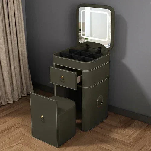 Modern makeup vanity with mirror, storage drawers, and stool by MC THE BLACK DIAMOND, featuring sleek Nordic design and hotel style elegance.