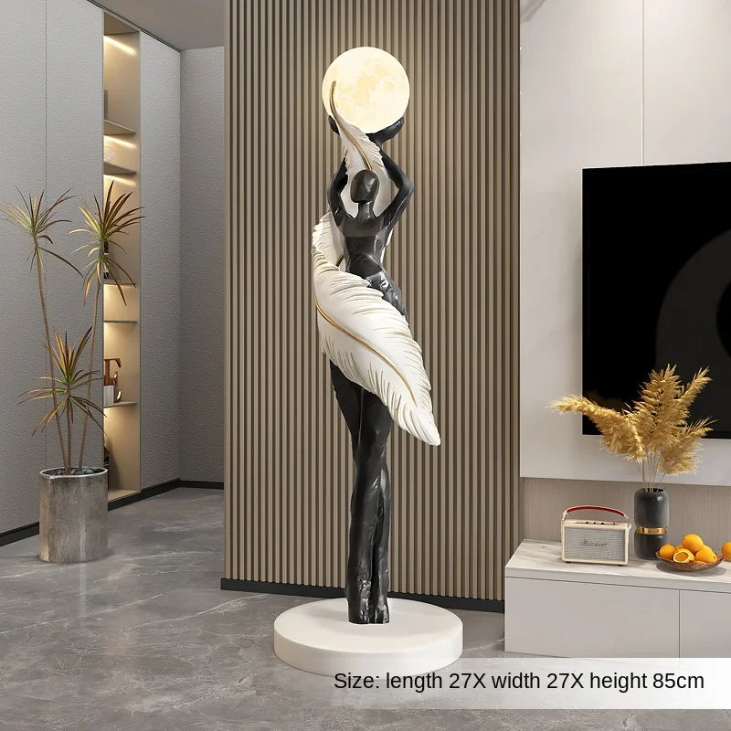 Modern HomeDecor Abstract Feather Girl Art Sculpture Ornament Large Size Figure Statue Living Room Floor Decor Resin Crafts Gift - https://mohammadcollection.com