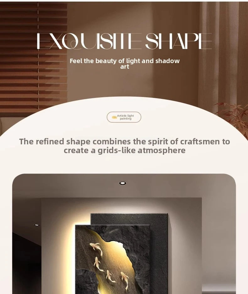 MC THE BLACK DIAMOND LED wall light fixture with koi fish design, featuring remote control and suitable for corridor entrance decor.