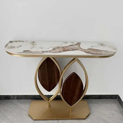 Luxury Slate Creative Console Tables Hallway Entrance Table for Italian Living Room Furniture Wall Semi-circular Porch Cabinet L - https://mohammadcollection.com